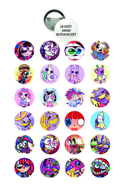 nihonwosekai The Amazing Digital Circus Anime Buton Rozet 44mm 24 ADET
