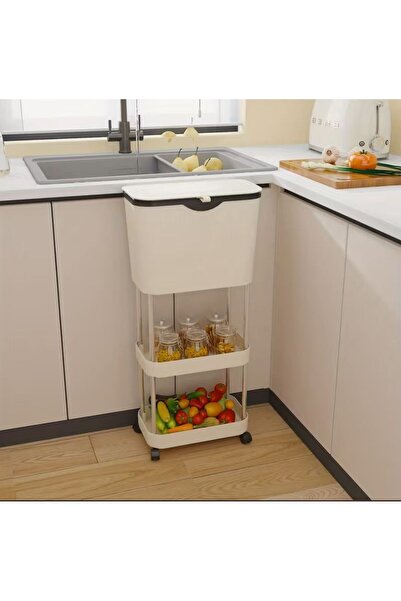 OEM Slim 3-Tier Mobile Organizer Cart with Wheels, Multifunctional Shelf Gray