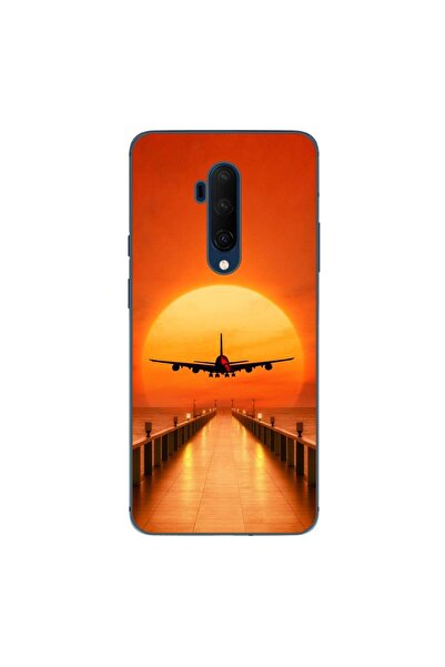 OEM Husa compatibila cu OnePlus 7T Pro Silicon Gel Tpu Model Airplane Sunset
