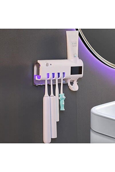Fabrilux Automatic Toothpaste Dispenser + UV Sterilizer for Toothbrushes, White