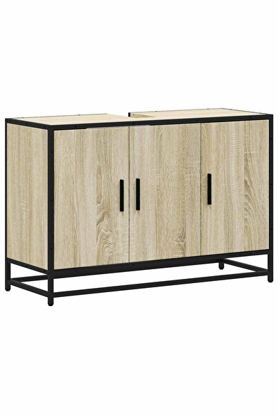 vidaxl Dulap chiuvetă baie, stejar Sonoma, 90x33x60 cm, lemn stratificat