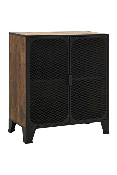 vidaxl Rustic style storage cabinet, brown, 72x36x82cm, metal and MDF
