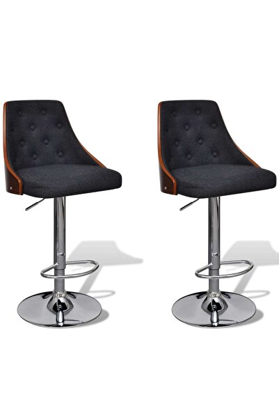 vidaxl Scaune de bar, 2 buc., lemn curbat și material textil