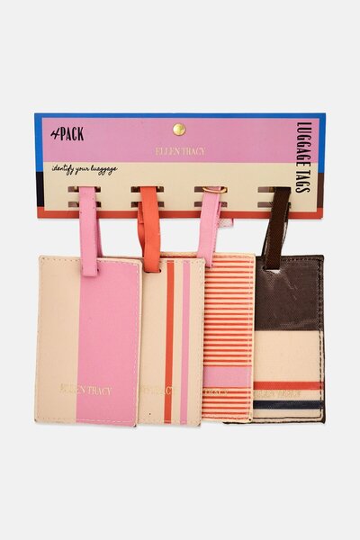 Ellen Tracy 4 Pieces Brand Logo Luggage Tag Set, Multicolor
