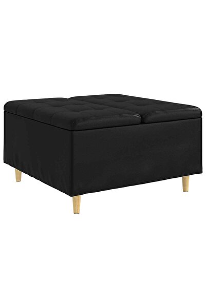 vidaxl Ottomană de depozitare Negru 80 x 80 x 45 cm Piele artificială