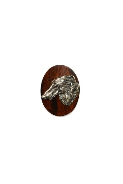 Art - Dog Borzoi, Russian Hunting Sighthound - Dog show brooch, starter numbe...