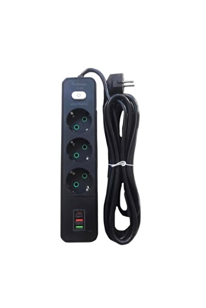 E-ANAMAG Prelungitor Electric 3 Prize Schuko, Cablu 2,5m + 2x USB + 1x Type-C...