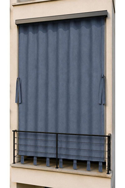 SHY TEKSTİL Suya Dayanıklı Kornişli Balkon Perdesi Modern Dış Mekan Fon Perde...