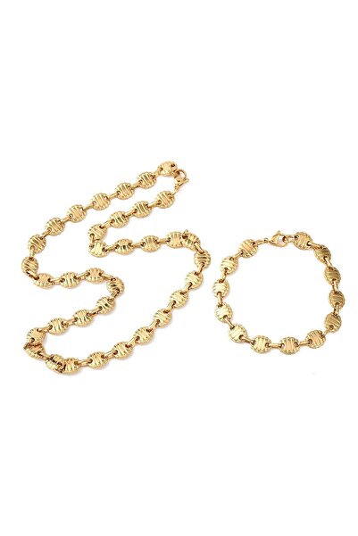 OEM 18K gold plated oval link necklace and bracelet Top Bottom Set