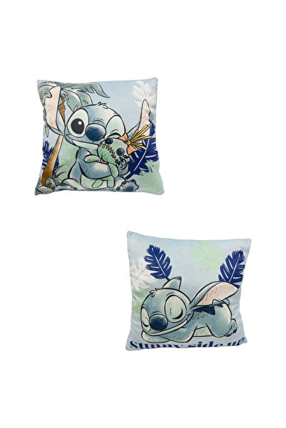 Stitch Reversible children's Pillow , 38x38 cm, blue, Fun,