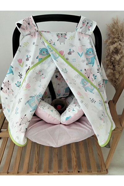 MAMARADUGA Stroller Cover+Stroller Cushion+Stroller Sheet Set of 3 Pink Anima...