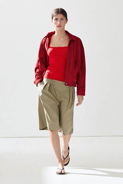 Massimo Dutti Kare yaka pamuklu top