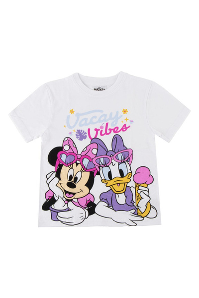 Minnie Mouse Тениска с къс ръкав, за деца, Мини и Дейзи, бяла