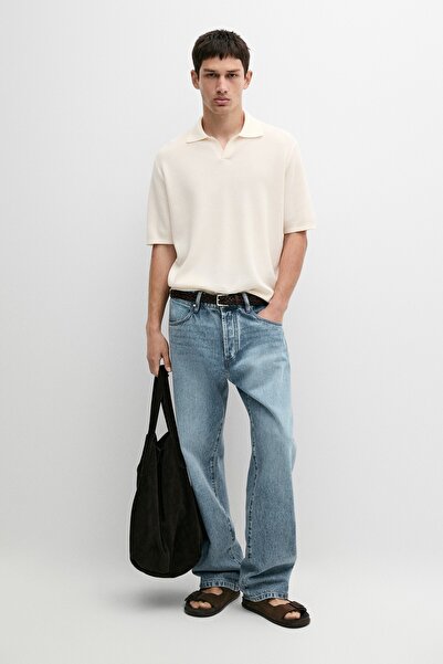 Massimo Dutti Pamuk karışımlı v yaka triko polo