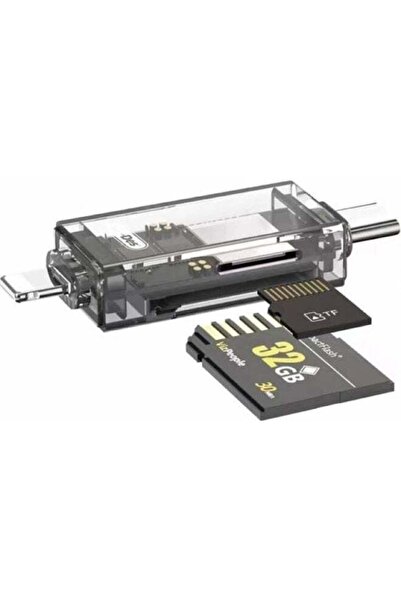 Go-Des قارئ بطاقات 4 في 1 طراز GD-DK006 مع منافذ Type-C و USB 3.0
