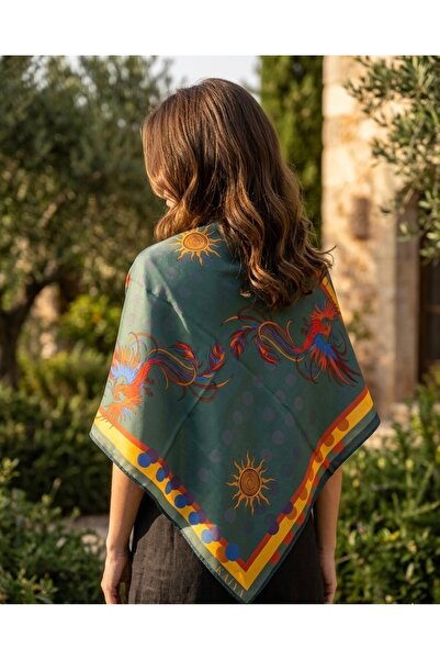 Kaiya Atelier Anka Kuşu Desenli Kare Fular - Bandana