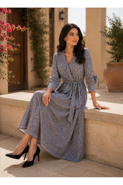 SUGA Soft Ruched Midi Dress with Tie Waist – Elegant Women's Dress for Work a...