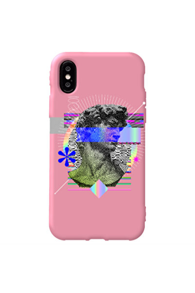 Other Apple iPhone X Statue pixels Pink Colored Silicone TPU Θήκη