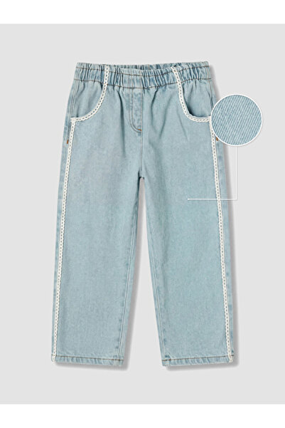 LC Waikiki Rmz Gi̇yi̇m Farkiyla Girls' Jean Pants with Stripe Detail on the S...