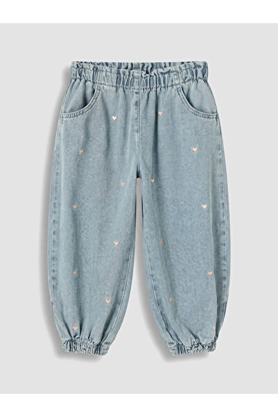LC Waikiki Rmz Gi̇yi̇m Farkiyla Embroidered Girls' Jogger Jean Pants