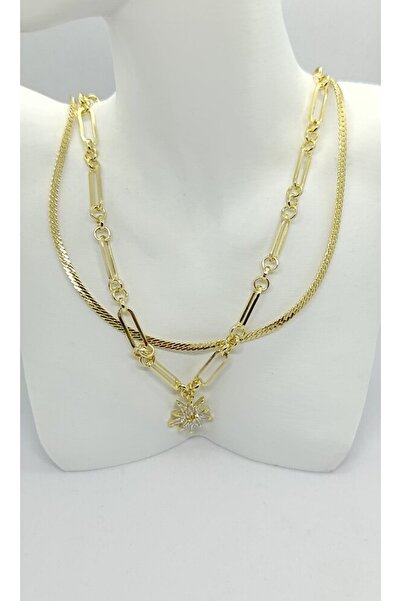 ndjewelry Golden Astra Layered Necklace (50+5 cm)
