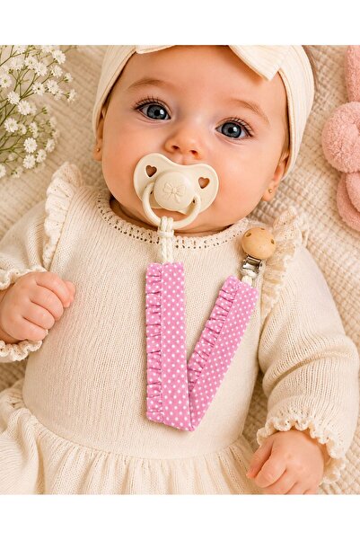 LUMİBABY BUTİK %100 pamuk Fırfır detaylı emzik askısı,emzik zinciri