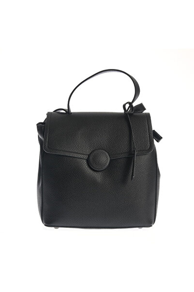 meli melo Rucsac negru minimalist cu clapeta eleganta