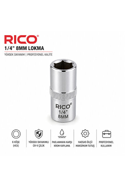 Rico 1/4 8MM 6 Köşe Cr-V Lokma Anahtar Başlığı