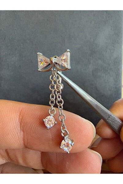 Rupen Kraft %100 316 L Cerrahi Çelik Papyon Sallantılı Tek Taş Zincirli Çelik...