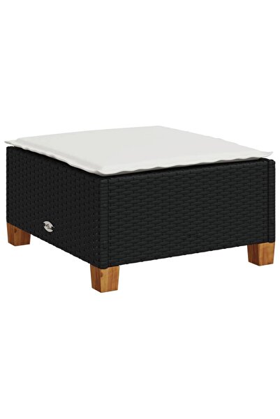 vidaxl Taburet de grădină cu pernă, negru, 63,5x56x32 cm, poliratan