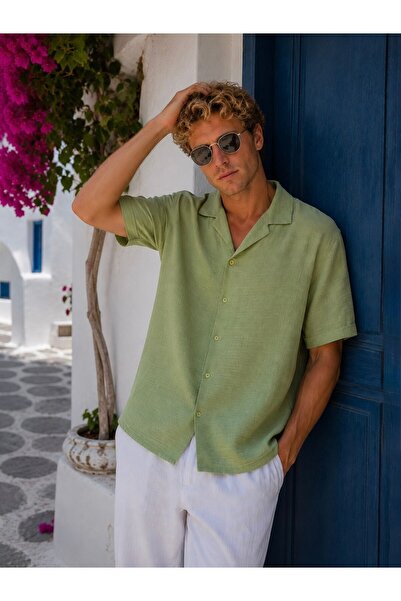 MATTİMODA Erkek Kısa Kollu Relax Kalıp Müslin Yazlık Gömlek