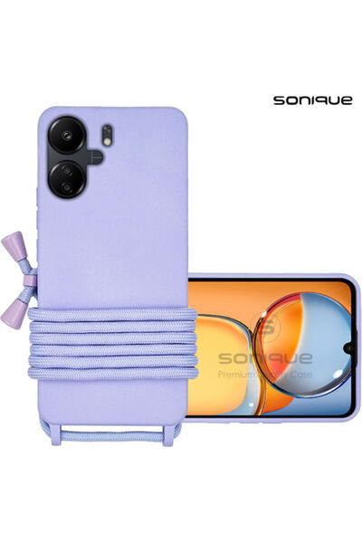 Other Sonique Πίσω Θήκη Σιλικόνης 0.5mm με Λουράκι Λιλά (Redmi 13C 4G / Poco ...