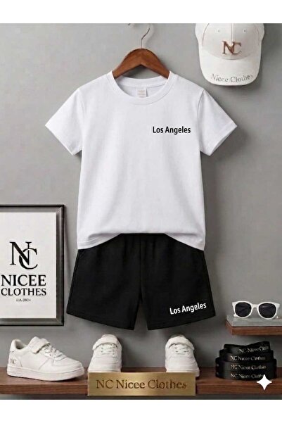 NC Nicee Clothes LETNJA DEČJA MAJICA I KRATKE HLAČE UNISEKS (CRNI MALI LOS AN...