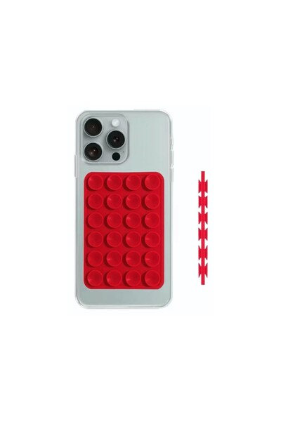 lemontti Suport duo din silicon cu ventuze pentru telefon, roșu