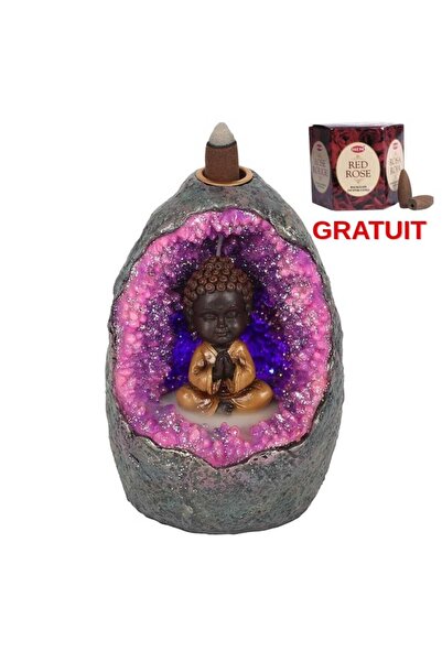 Palo Santo Backflow Cone Support "Buddha's Crystal Cave" – 15cm + Backflow Co...