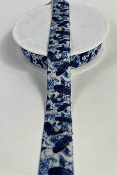 Hobigram Selvoria Ottoman Fish Tile Fish Patterned Velvet Ribbon – Decorative...
