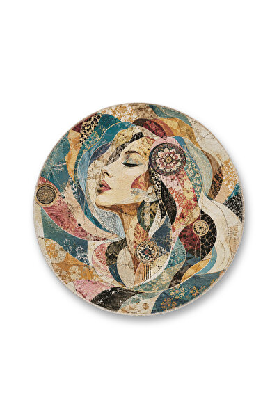 Rugs Modern Halı SDTAMOR Kadın Desenli Yuvarlak Modern Dokuma Taban Dekoratif...