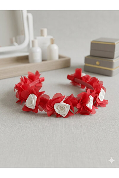 Esram Butik Red Floral Crown, Maternity, Hospital Photo Shoot Birthday Bridal...