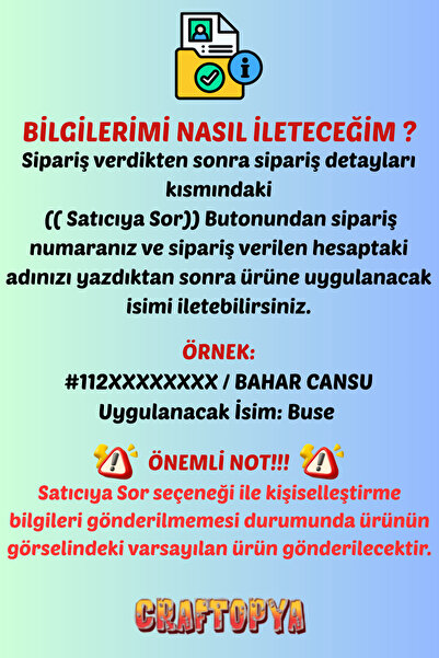 craftopya Kişiye Özel İsimli Harf Dekor - Bebek ve Çocuk Odası Duvar Kapı Süsü - Çift Taraflı Bantlı - Plastik