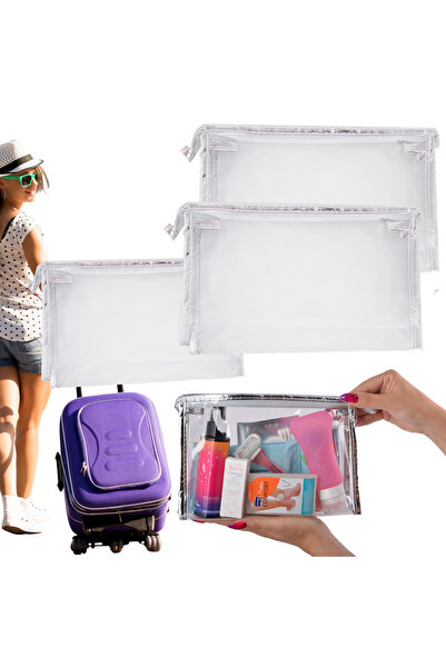 Mardil 3-Piece Clear Toiletry Bag Set 2 Large 1 Small Transparent, Travel Air...