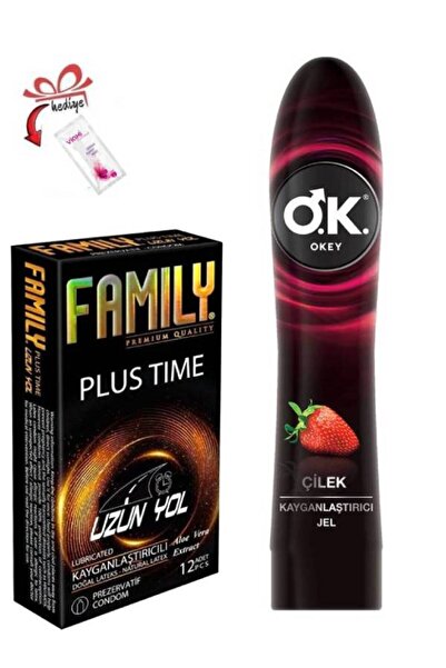 FAMİLY Uzun Yol 12'li Premium Uyarıcılı Prezervatif-Çilek Hazzı Aromalı Kayga...