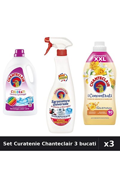 Chanteclair Set 3 Curatenie - Detergent 1575ml, Degresant 600ml, Balsam 1800ml