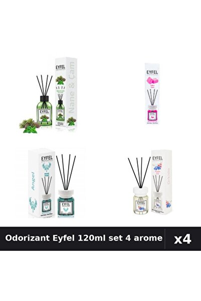 Eyfel Set 4 Odorizante Camera cu Betisoare 120ml - Angel, Bubble Gum, Orhidee...