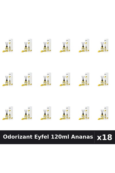 Eyfel Set 18 Odorizant Camera cu Betisoare - Aroma Ananas Parfum Intens 120ml