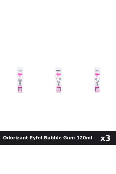 Eyfel Set 3 Odorizant Camera cu Betisoare Bubble Gum 120ml - Parfum Intens