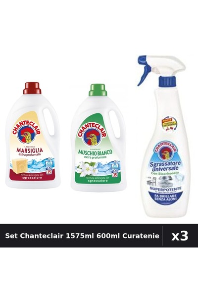 Chanteclair Set 3 Detergent și Degresant 1575ml 600ml - Marsilia, Mosc Alb, B...