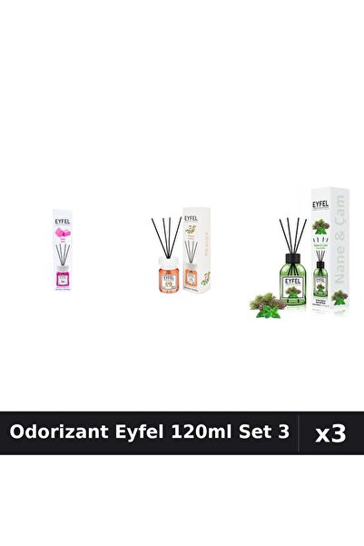 Eyfel Set 3 Odorizant Camera cu Betisoare 120ml - Bubble Gum, Acacia, Pin Si ...