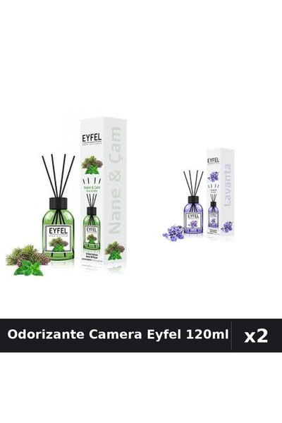 Eyfel Set 2 Odorizante Camera cu Betisoare - Lavanda, Pin Si Menta 120ml