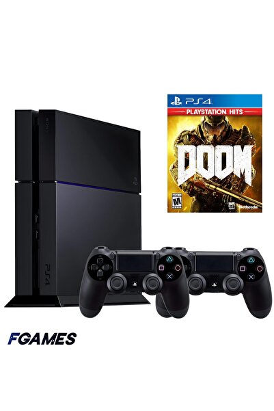 Sony Consola Playstation 4 Ps4 500gb + Două controlere + Doom (2016) PlayStat...