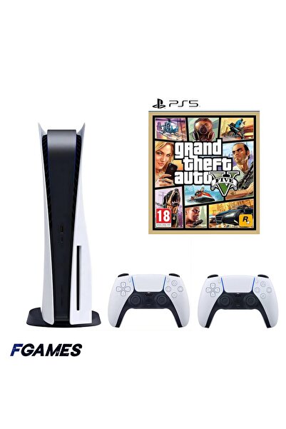 Sony Consola Playstation 5, Ps5 Ediția cu disc 825GB + Două controlere + Gta ...